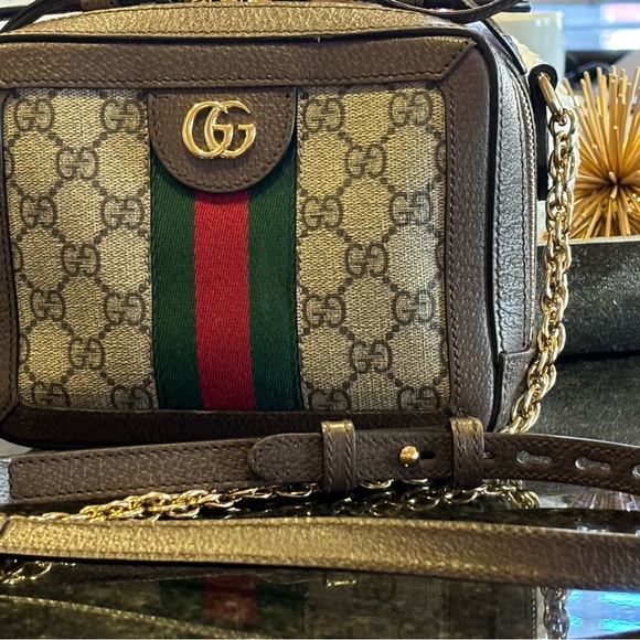 🌟 Gucci Gg Supreme Monogram Mini Ophidia Top Handle Shoulder Bag 🌟 - Picture 11 of 13
